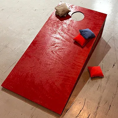 A corn hole set