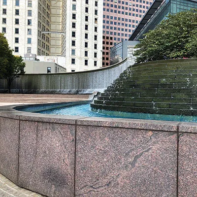 A fountain in a city