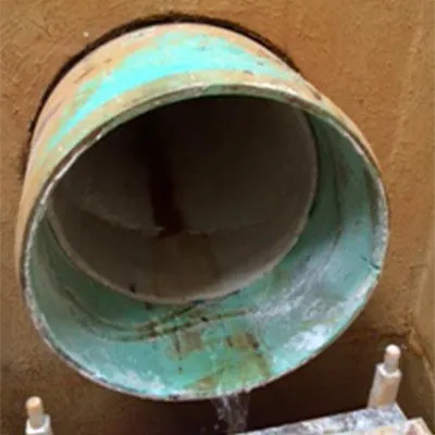 A liner in a pipe visible from the end of it