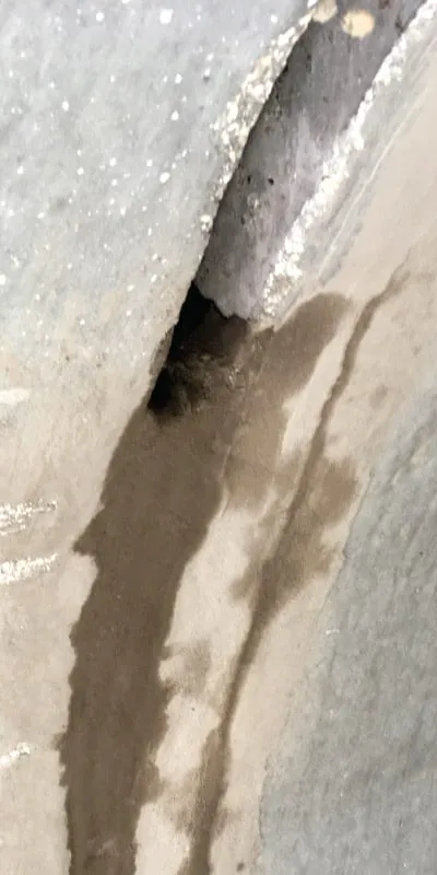Severely separated concrete pipe joint