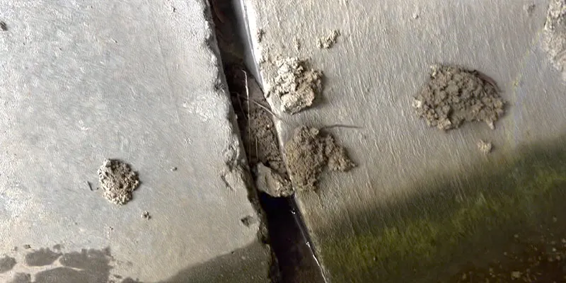 A separated joint in a concrete culvert