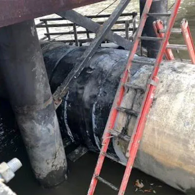A SubSea HydraWrap application on a outfall sanitary pipe that had previously collapsed