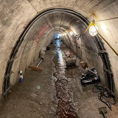 HydraTite installed over 3 sides of an irregularly-shaped tunnel