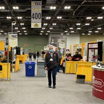 A bunch of booths at a trade show