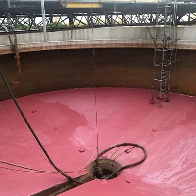The base of a stormwater retention tank coated in epoxy