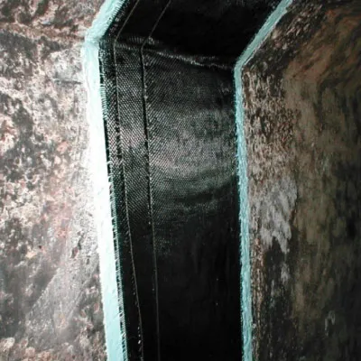 HydraWrap reinforcing the interior of a concrete tunnel