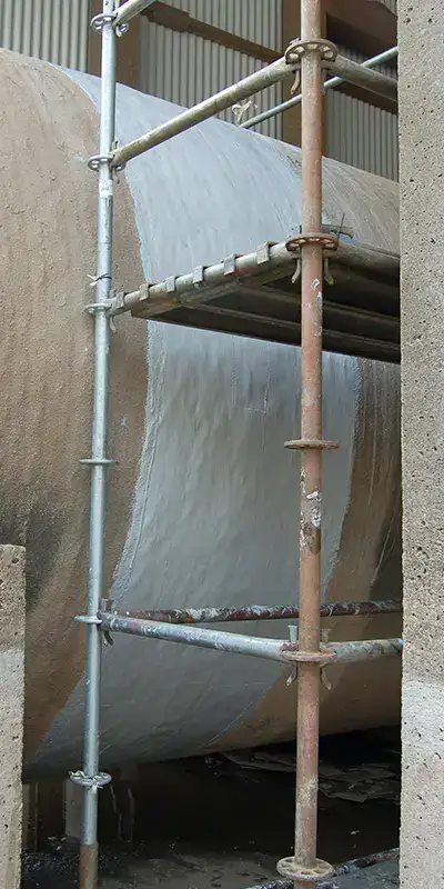 Epoxy applied to the exterior of a circulating water cooling pipe