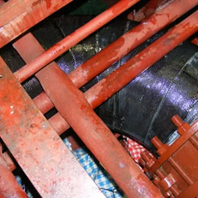 A portion of a cooling water supply pipeline that has been wrapped in HydraWrap