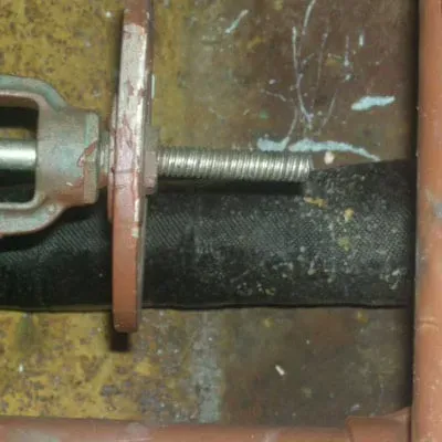 A 4-inch pipe wrapped in HydraWrap to restore the seawater piping
