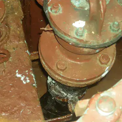 A 4-inch pipe wrapped in HydraWrap to restore the seawater piping