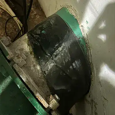 A HydraWrap weld kit restoring a limited area on a 12-inch steel pipe