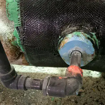 HydraWrap applied to a FRP pipe around a valve