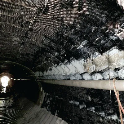 HydraWrap applied internally to strengthen an old metal corrugated pipe