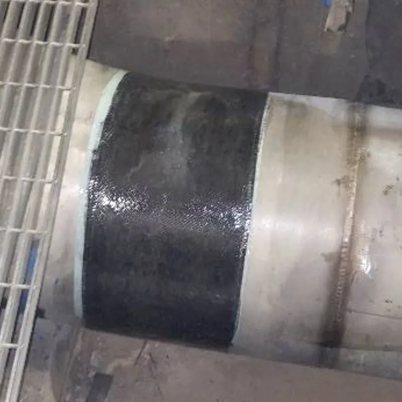 Carbon fiber fabric wrapped around a 20-inch pipe