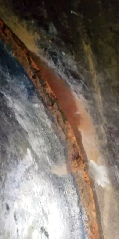 Inside view of a pipe joint that has become compromised
