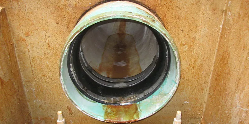 HydraTite installed at the end of a pipe locking down a liner