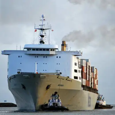 A large vessel being guided to port
