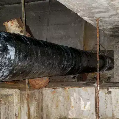 A gas main that has been fortified with HydraWrap