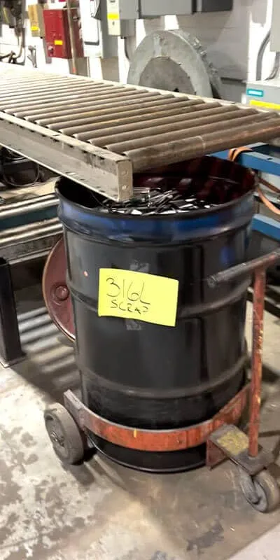 Metal scraps in a barrel