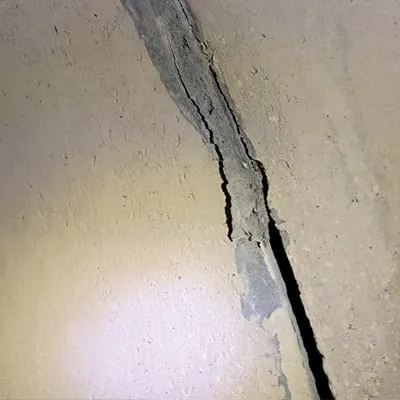 A previous filler falling out of a pipe joint