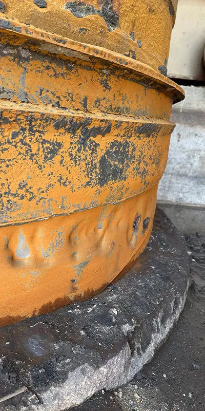 A rusty old riser at a power plant