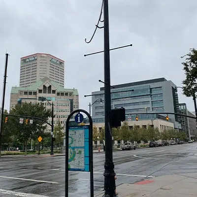 A rainy city scene