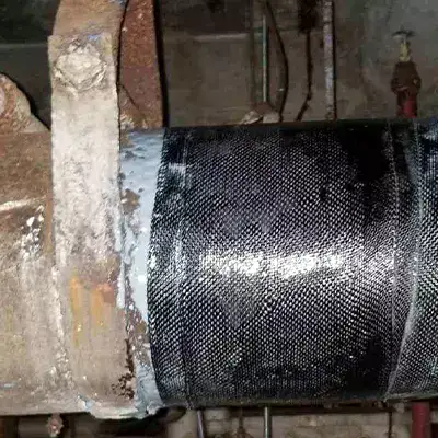 A gas main that has been fortified with HydraWrap
