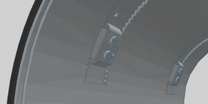 Inside a 3d rendering of a HydraLock Seal, looking at the locking mechanism
