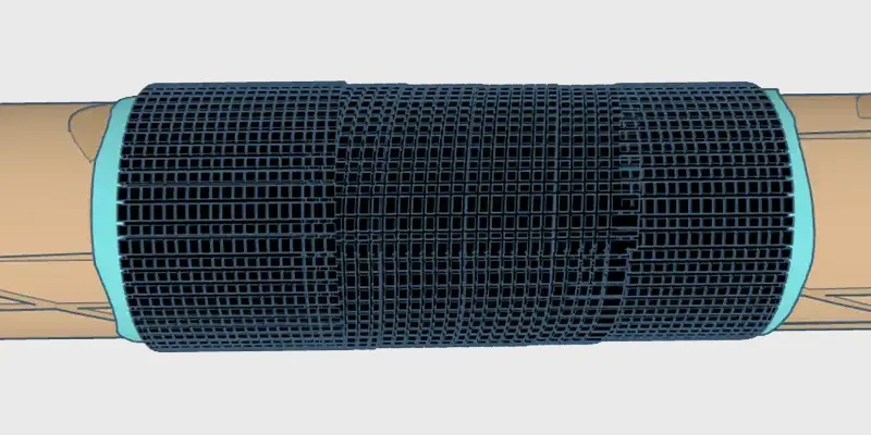 A simple rendering of HydraWrap repairing a section of old pipe
