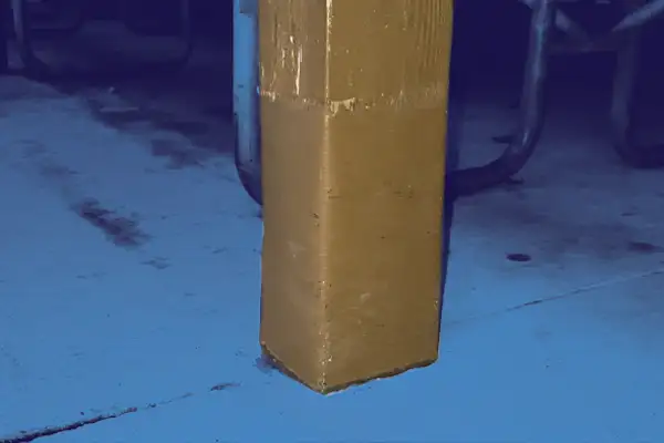 A pavilion post that has been wrapped with HydraWrap