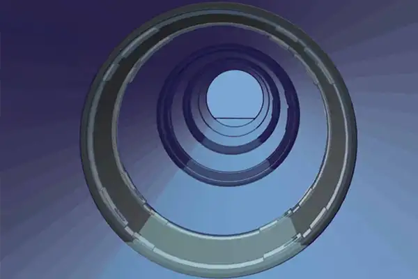 A simple 3d rendering of a pipe that has had its joints sealed with HydraTite