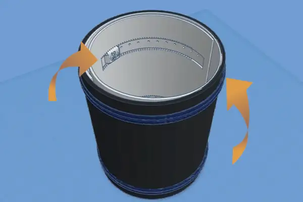 Arrows pointing out parts of a HydraLock seal