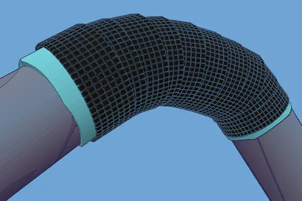 An elbow pipe rendering with HydraWrap applied to give the pipe section new strength
