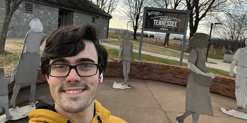 Caleb smiling in a selfie