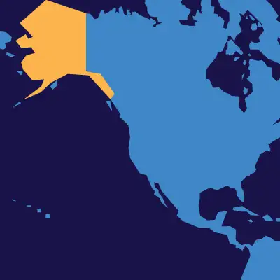 A simplified map of the United States of America
