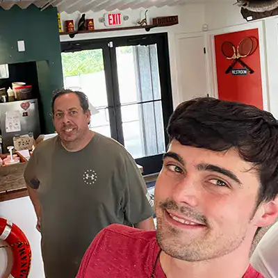 A selfie of Caleb with Bret