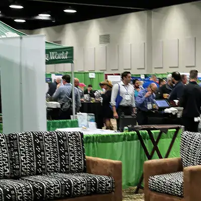 People walking around a tradeshow