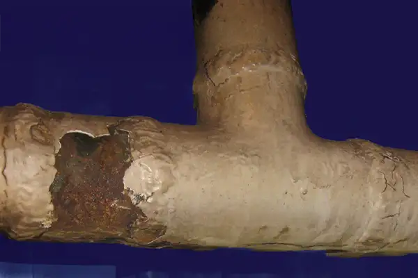 A tee fitting pipe with corrosion