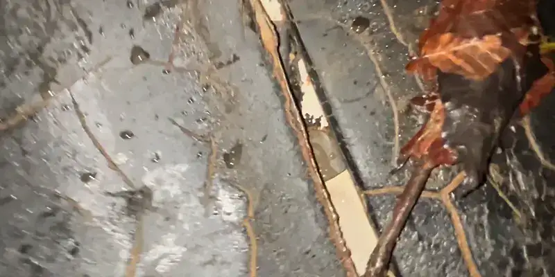A separated joint inside a pipe