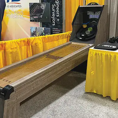 A see ball machine set up at a trade show