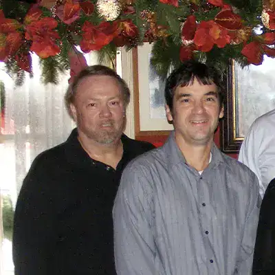 Two HydraTech employees at the Christmas lunch