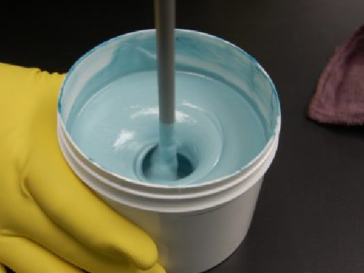 HydraLine epoxy being mixed with a mechanical mixer