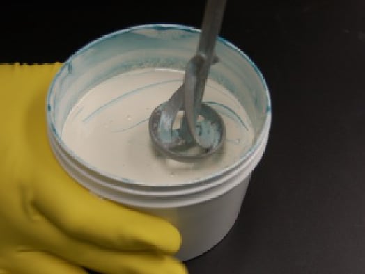 HydraLine epoxy being mixed with a mechanical mixer