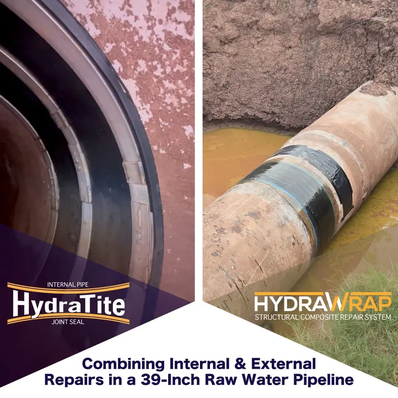 HydraTite And HydraWrap Project Teaser1 Images of HydraTite and HydraWrap used in a project to restore an aging raw water line