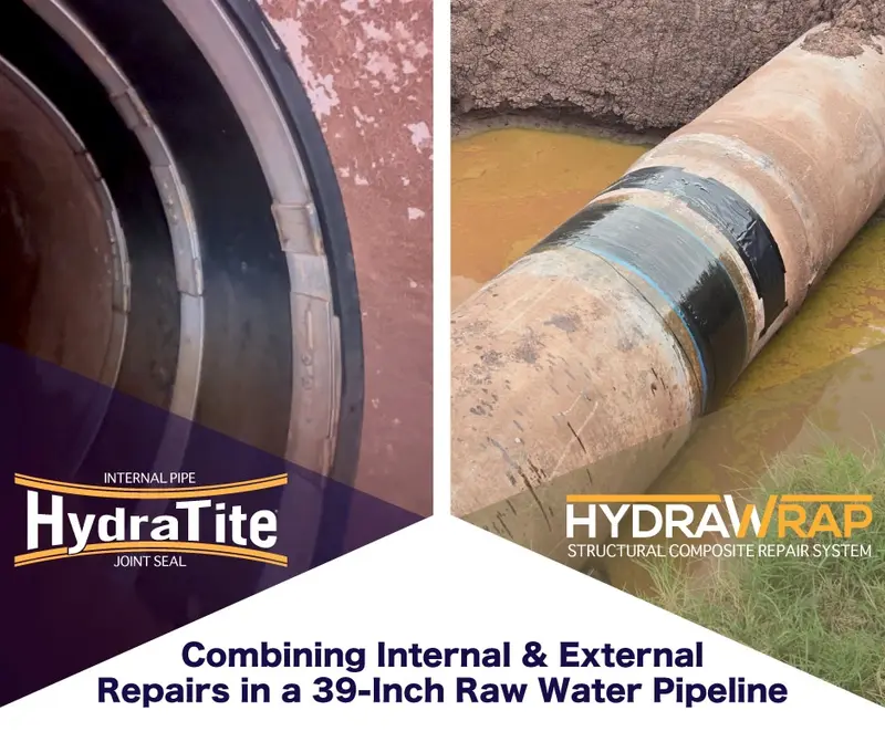 HydraTite And HydraWrap Project Teaser2 Images of HydraTite and HydraWrap used in a project to restore an aging raw water line