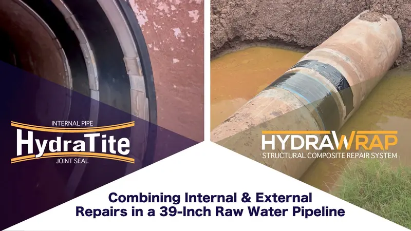HydraTite And HydraWrap Project Teaser3 Images of HydraTite and HydraWrap used in a project to restore an aging raw water line