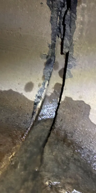A compromised joint in a RCP pipe