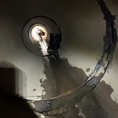 A compromised joint in a RCP pipe