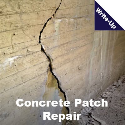 A portion of concrete that has cracked