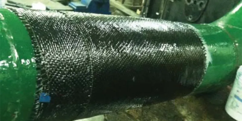 HydraWrap applied to the exterior of pipe to reinforce it